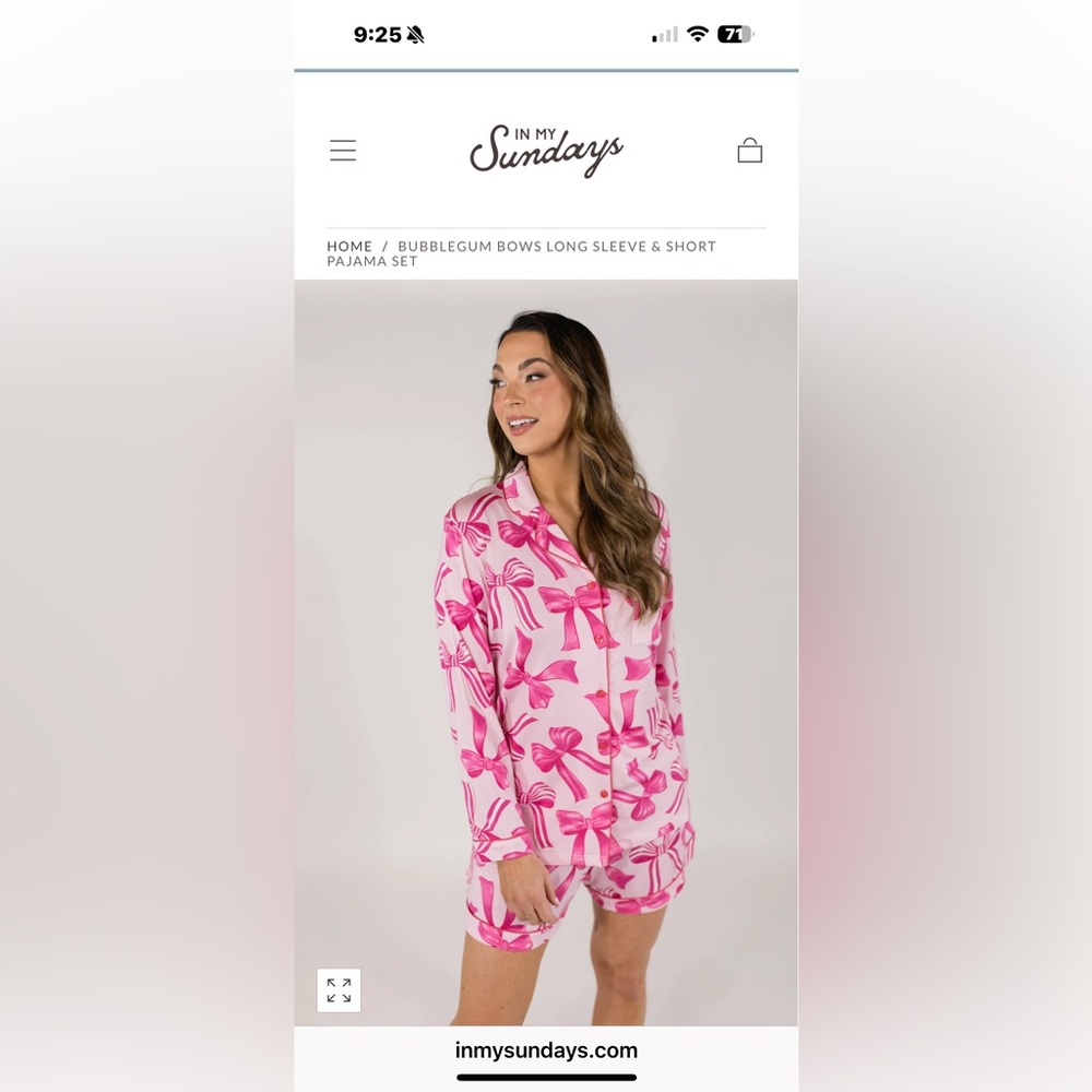In My Sundays by Mallory Ervin SOLD OUT COLLECTION- Pink Bow Women's Pajama Set